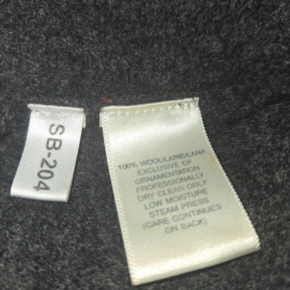 Vintage Susan Bristol Womens Medium Wool Cardigan Gray Hand Embroidered Career - Picture 9 of 9